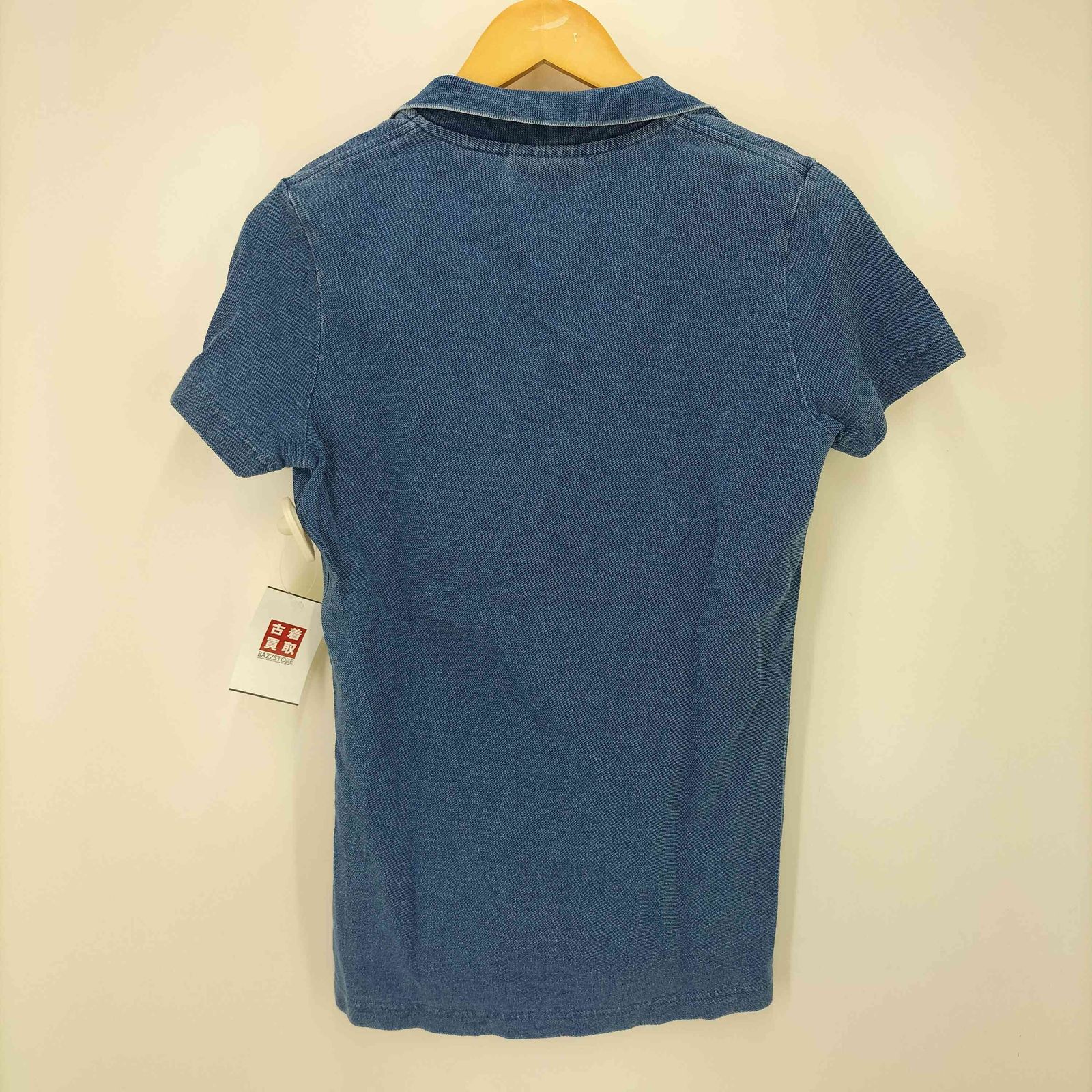 LACOSTE スキッパーネック　ポロシャツ40 デニム風インディゴ LACOSTE スキッパーネック ポロシャツ40 デニム風インディゴ