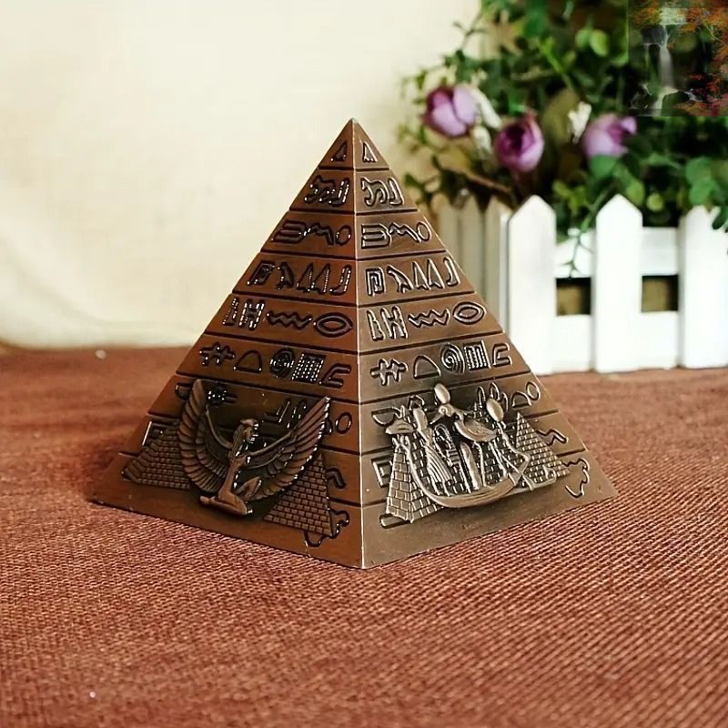 鉄製のエジプトピラミッド彫刻 置物 オブジェ ヒエログリフ インテリア