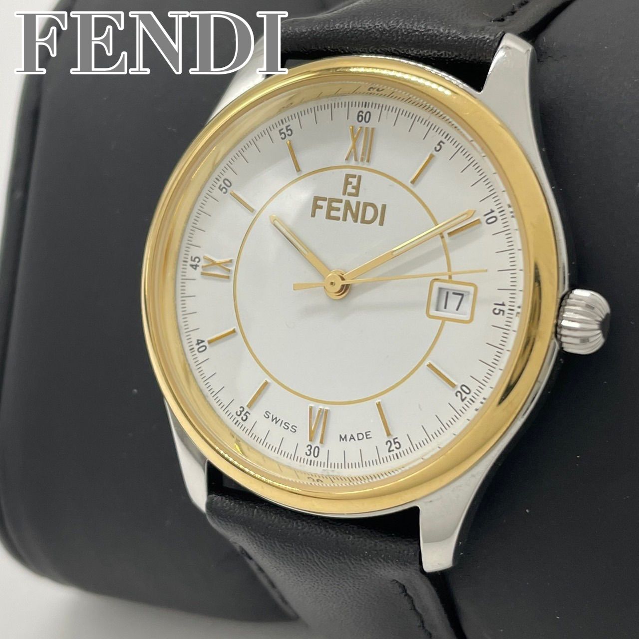 FENDI フェンディ アナログ レディース 腕時計 デイト ラウンド クオーツ 電池交換済み 新品ベルト交換済み ゴールド × 白 - メルカリ