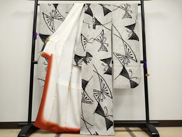 平和屋本店□極上 本疋田絞り 振袖 幾何学文様 黒地 逸品 CYAA2271s5