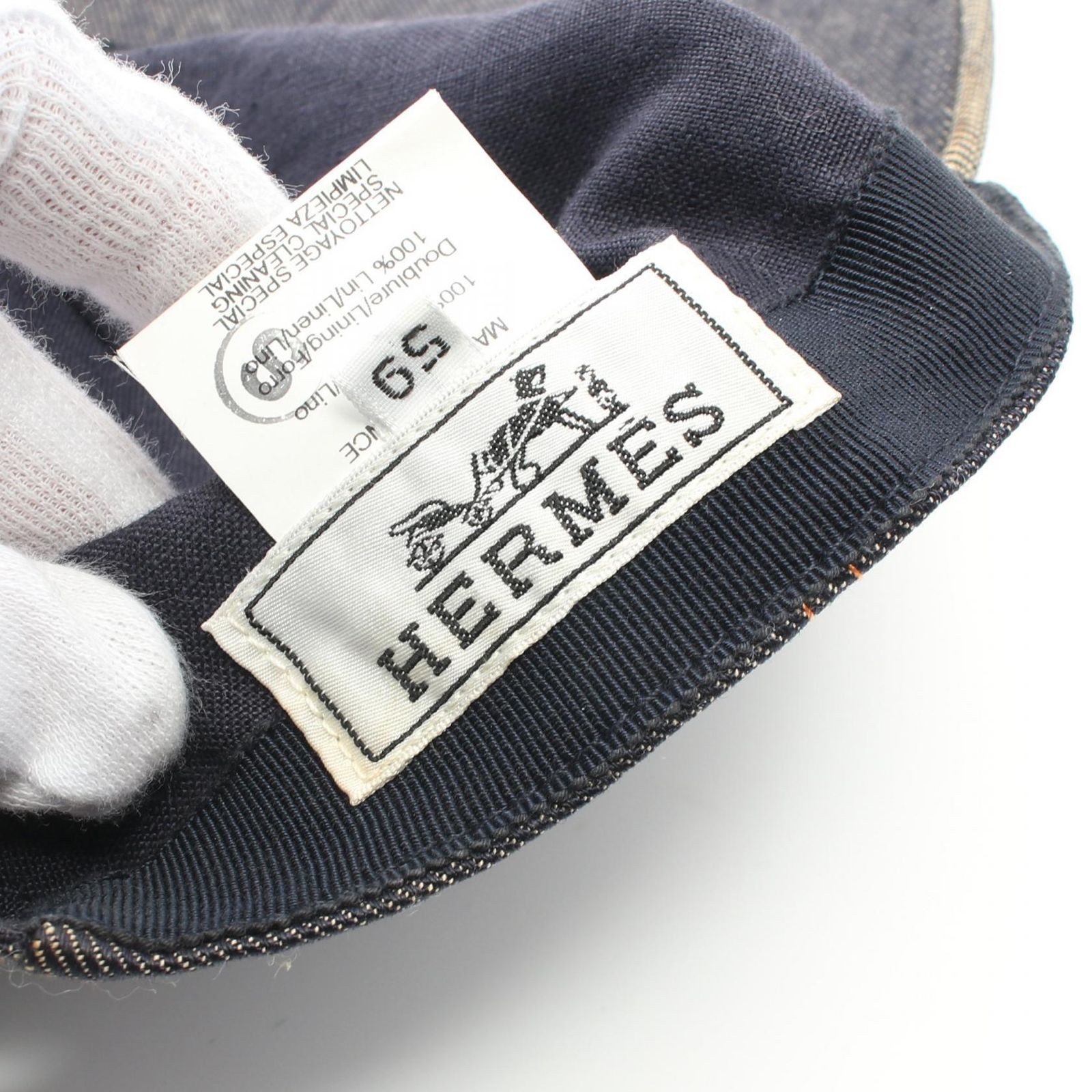 エルメス HERMES その他帽子 H刺繍 デニムキャップ デニム