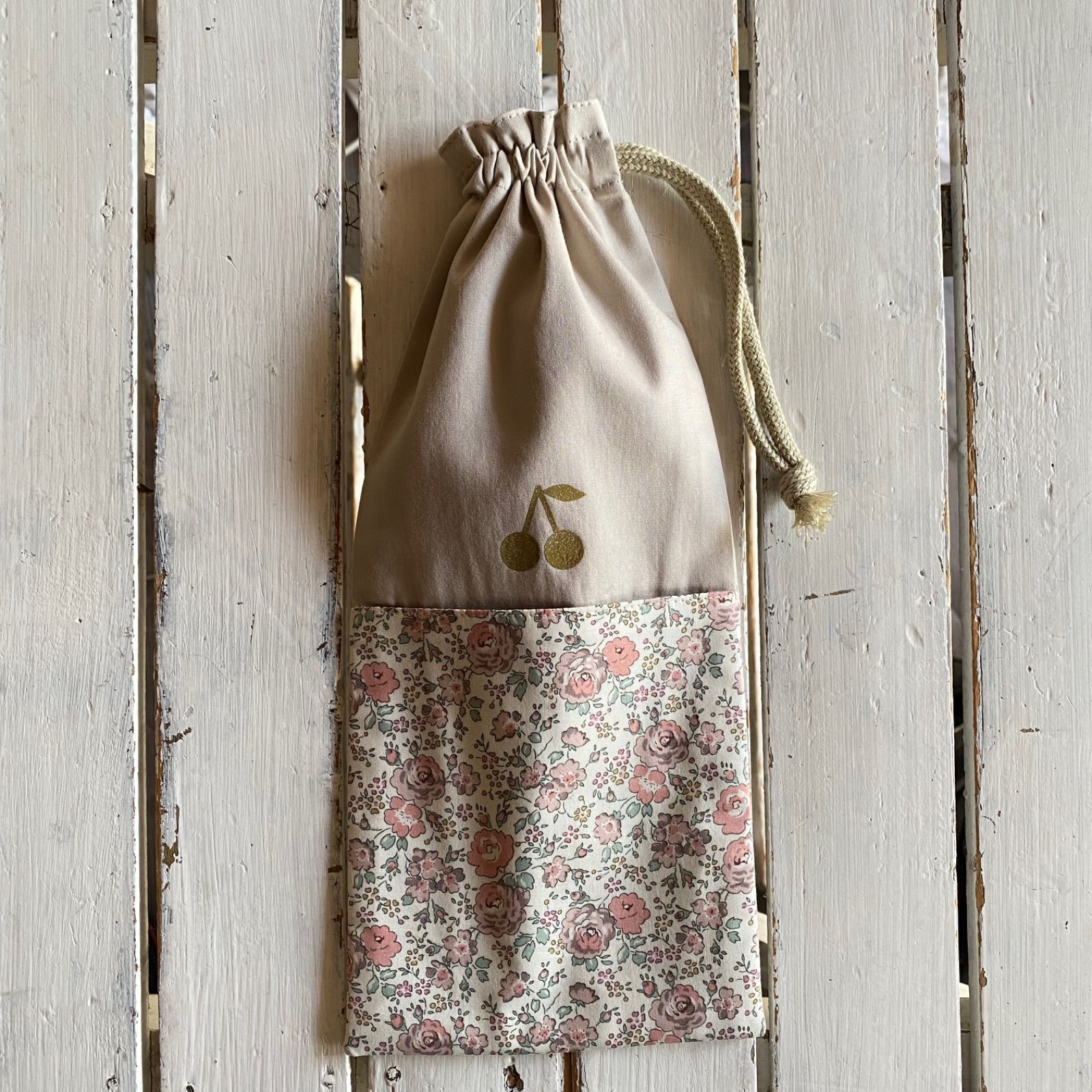 ta_san様☆リバティプリント使用×さくらんぼワッペンレッスンバッグ他  