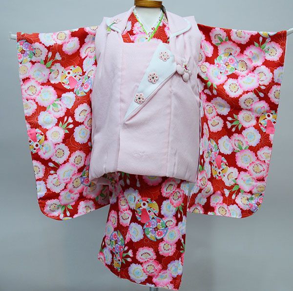 七五三 三歳 女児 被布着物フルセット 半衿縫い付け済み NO35318 七五三 三