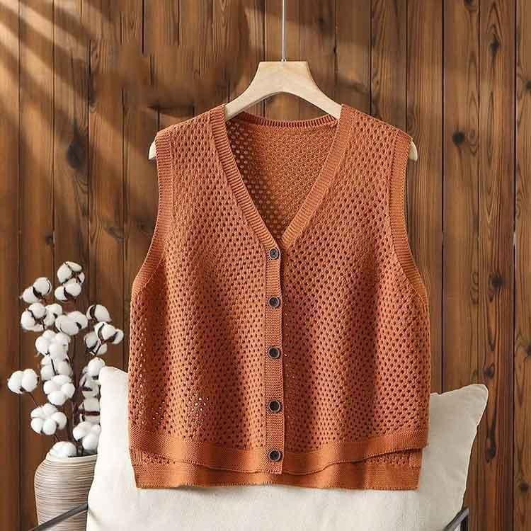 前開きベスト 前開き 前開きベスト ニット 夏 ニットベスト