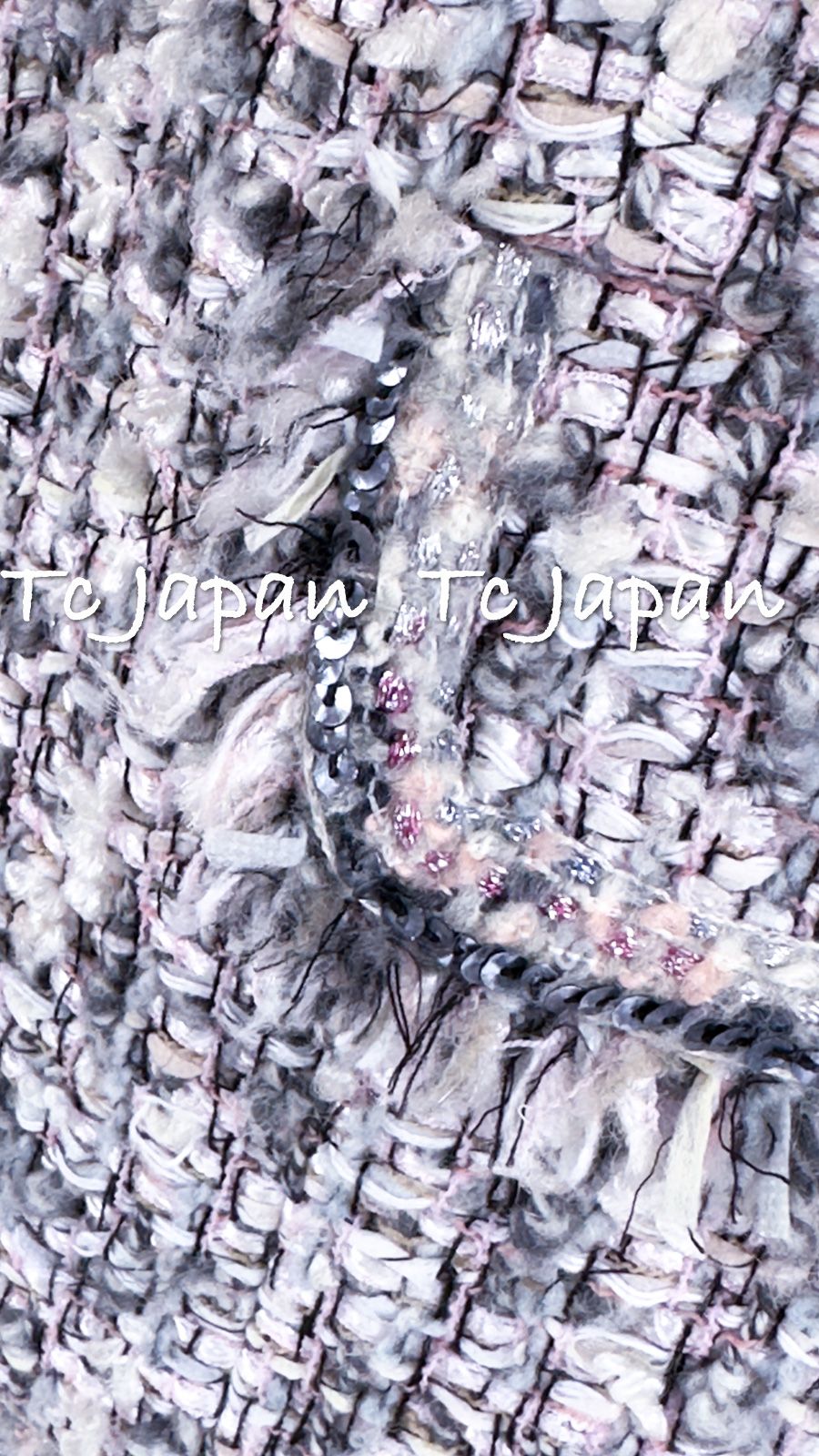 シャネル ジャケット スーツ CHANEL グレー ピンク ラベンダー マルチ  