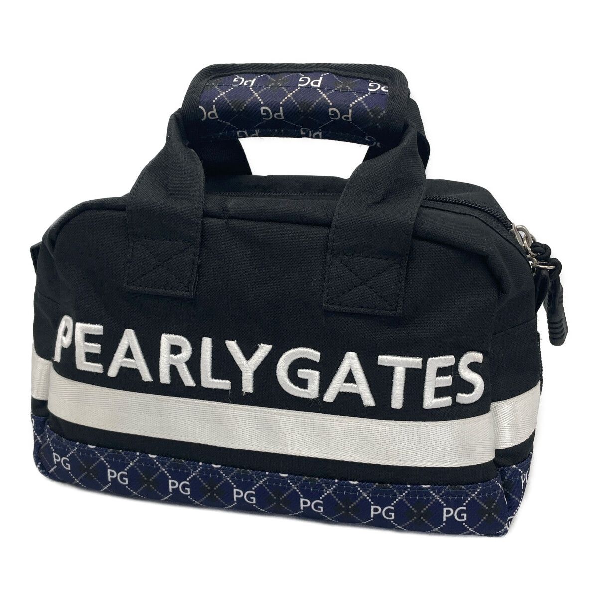 中古 パーリーゲイツ PEARLY GATES カートバッグ 黒×青 ラウンドバッグ