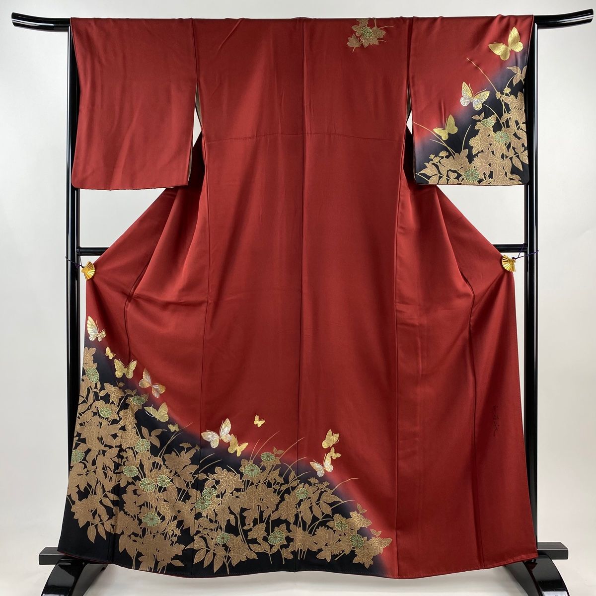振袖　正絹　赤　美品　襦袢付き　匠　鳥　斎藤三才　リメイク　縫い取り 振袖 正絹 赤 美品 襦袢付き 匠 鳥 斎藤三才 リメイク 縫い取り