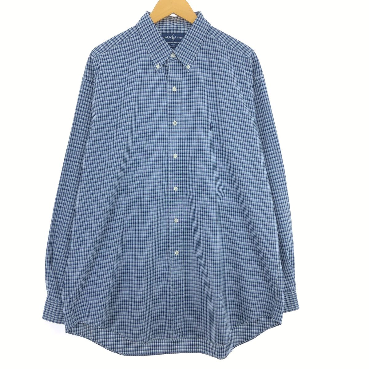 古着 ラルフローレン Ralph Lauren BLAKE 長袖 ボタンダウンチェックシャツ メンズXL/eaa452113