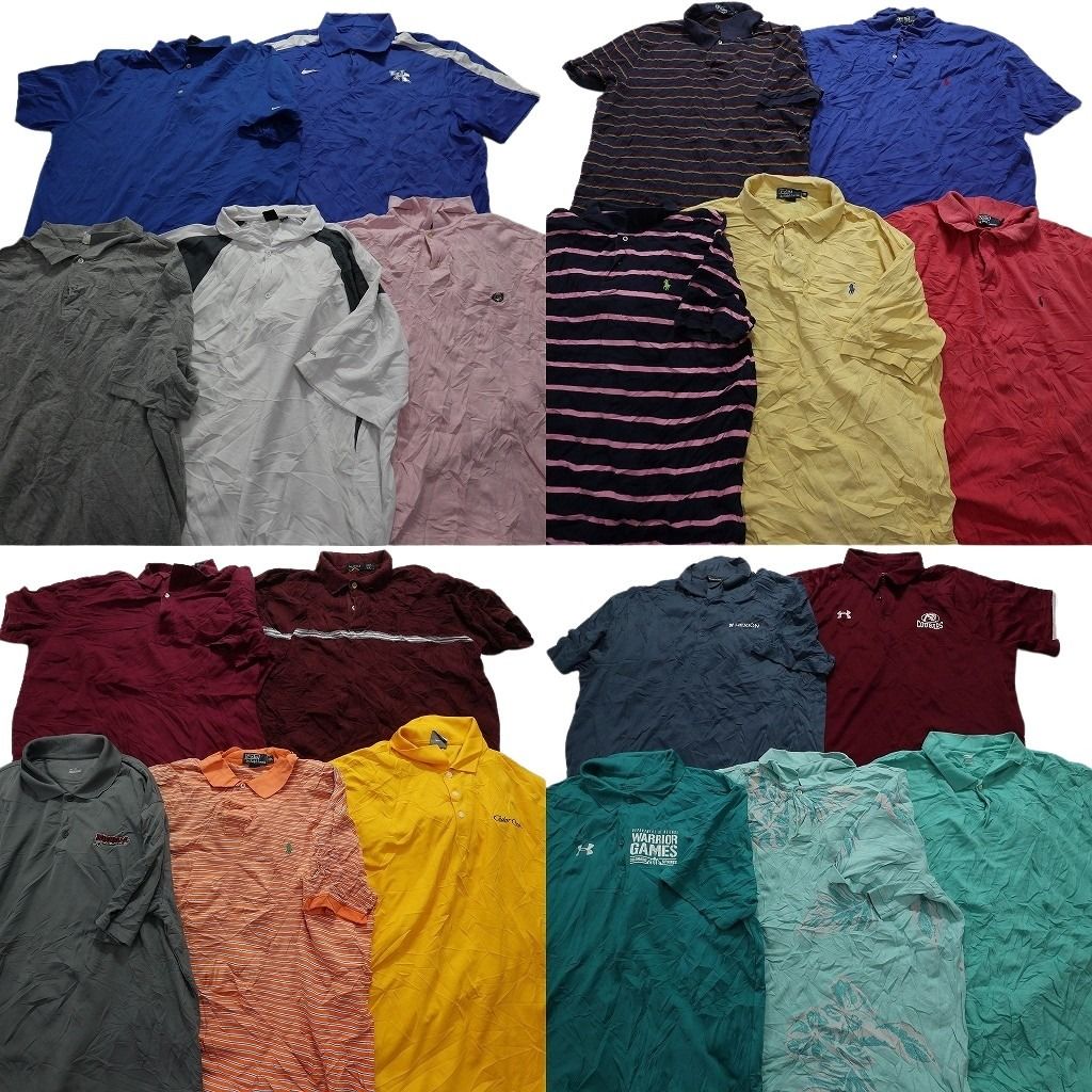古着卸 ブランドMIX ポロシャツ 20枚セット メンズ 2XL ラルフローレン チャップス ネイビー 古着 NA1651