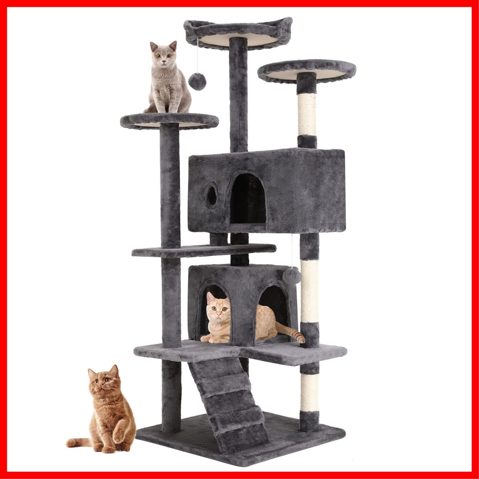 ZENY キャットタワー 据え置き 人気 猫タワー 高さ135 多機能 多頭飼い