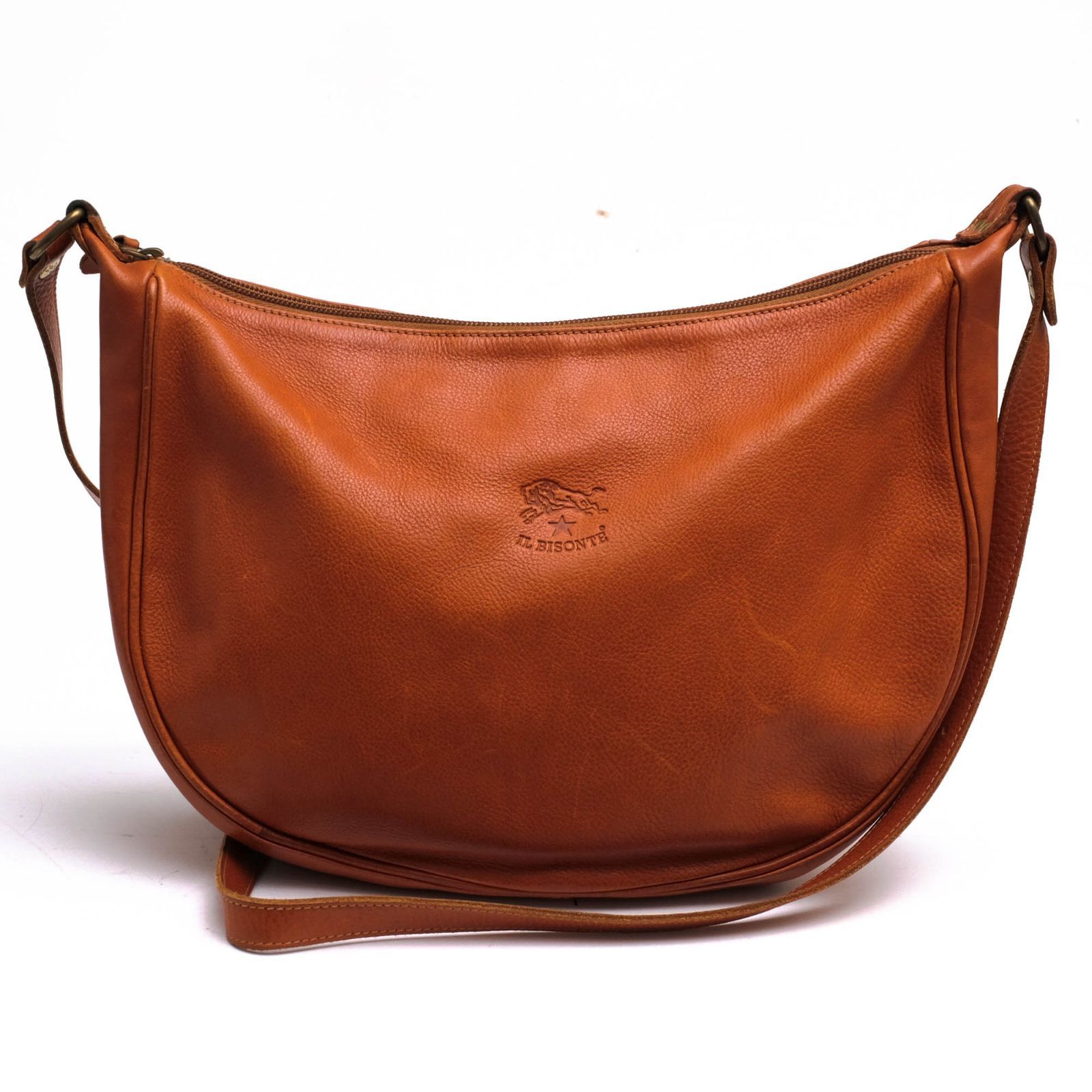 イルビゾンテ／IL BISONTE バッグ ショルダーバッグ 鞄 レディース 女性 女性用レザー 革 本革 411758 Crescent Moon  Style Leather Shoulder Bag 三日月型 シボ革 シュリンクレザー 定番