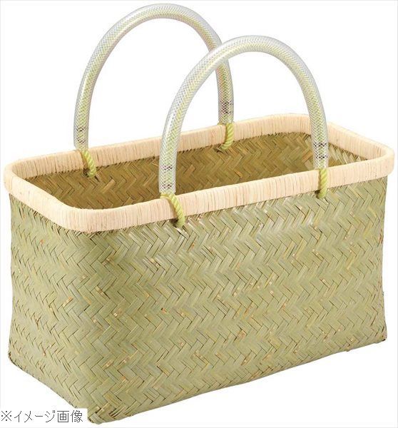 新品　未使用　青竹 市場かご 大 ビニール取っ手で痛くない 新品】青竹 市場かご 中 ビニール取っ手