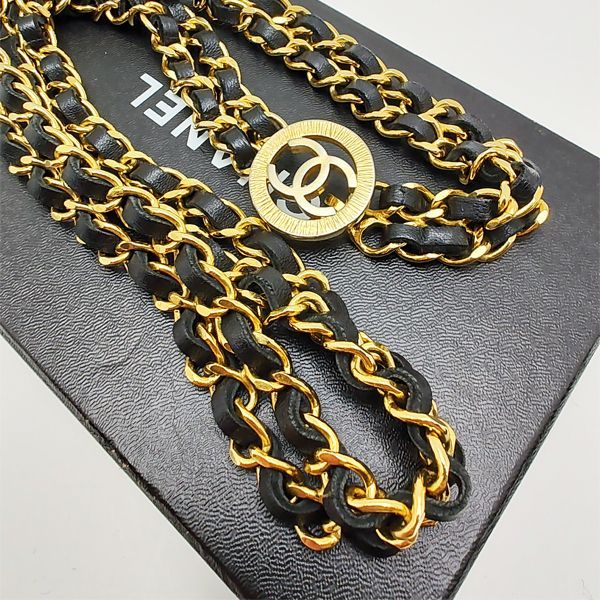 ☆24aw ゴールド×レザーがカッコいい☆ CHANEL チェーンベルト シャネル チェーンベルト ココマーク レザー ゴールド