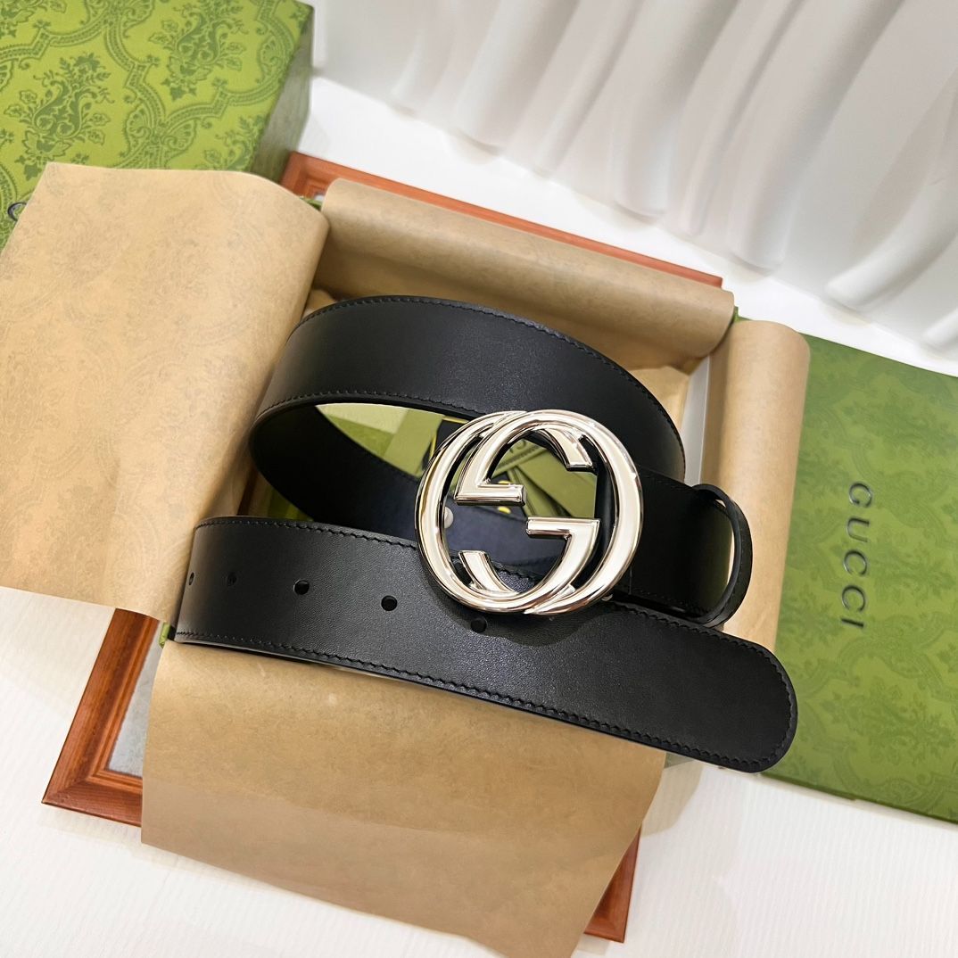 GUCCI レザー ベルト 95/38 GUCCI - GUCCI ベルト Gバックル バイカラー レザー サイズ 90
