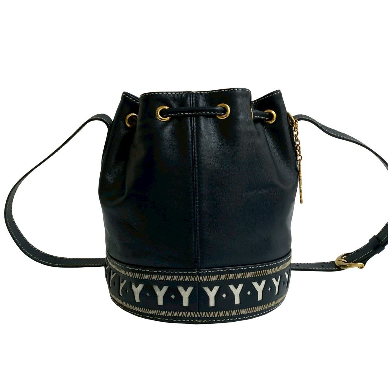 極 美品 YVES SAINT LAURENT イヴ サンローラン YSL ロゴ 金具
