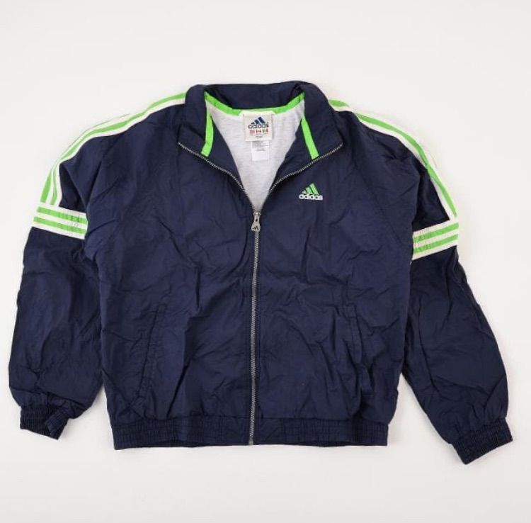 あのちゃん着用 90sアディダス ナイロンジャケット グリーン ◇あのちゃん着用／同型・異色◇90sアディダス ナイロンジャケット