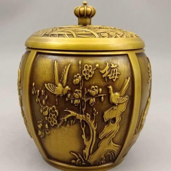 銅器 茶筒 招財進宝獅子茶筒 茶道置物 装飾品 工芸品 - メルカリ