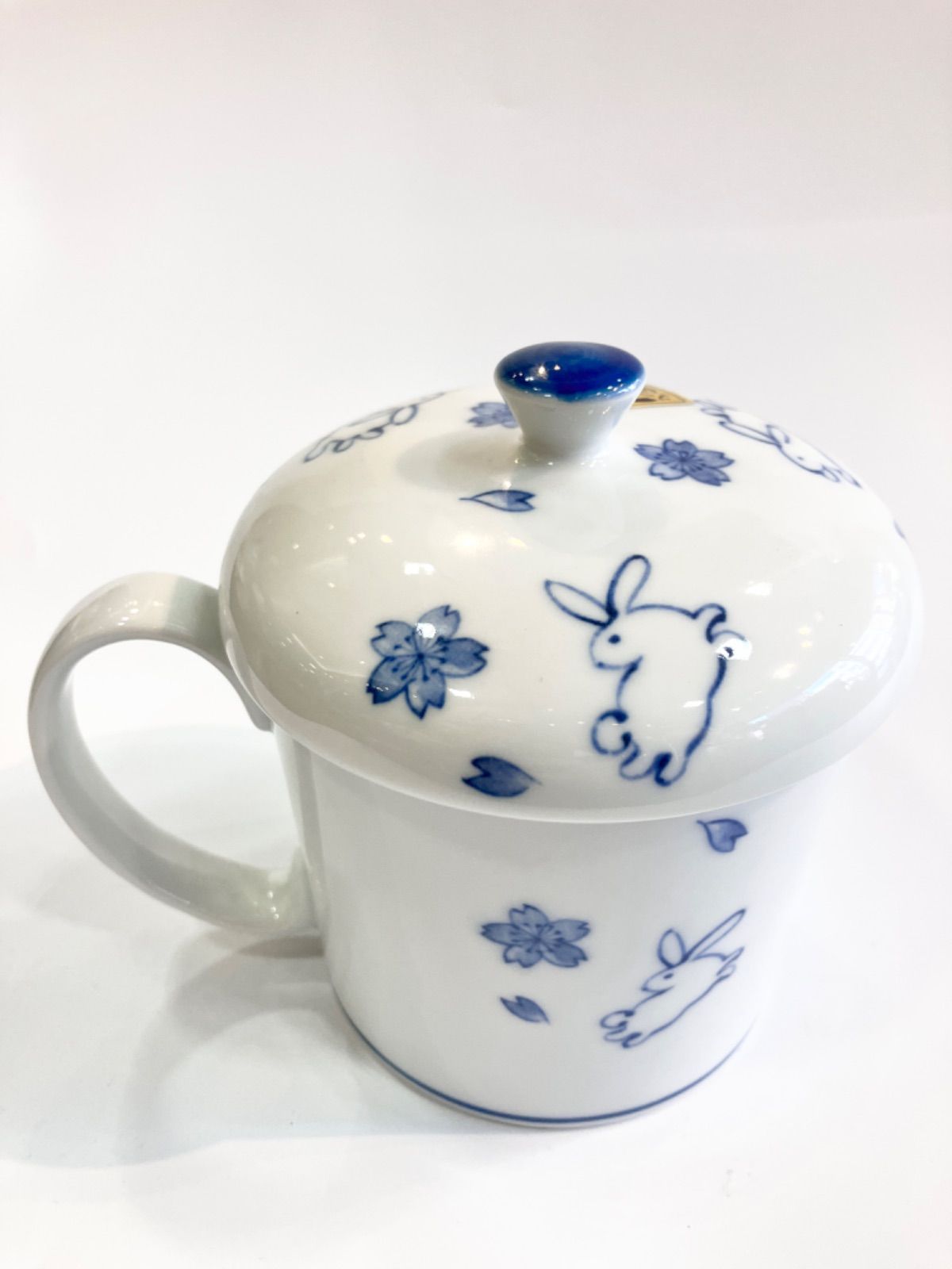新品】有田焼 入れ歯ケース｜ウサギ柄 蓋付き 陶器製 入れ歯入れ