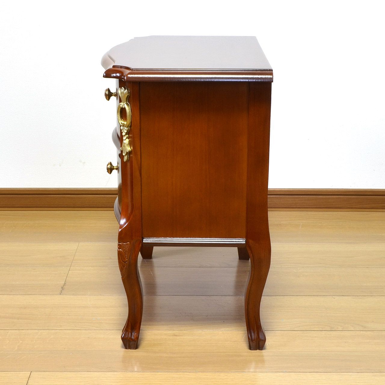 イタリア製 象嵌 猫足2段チェスト