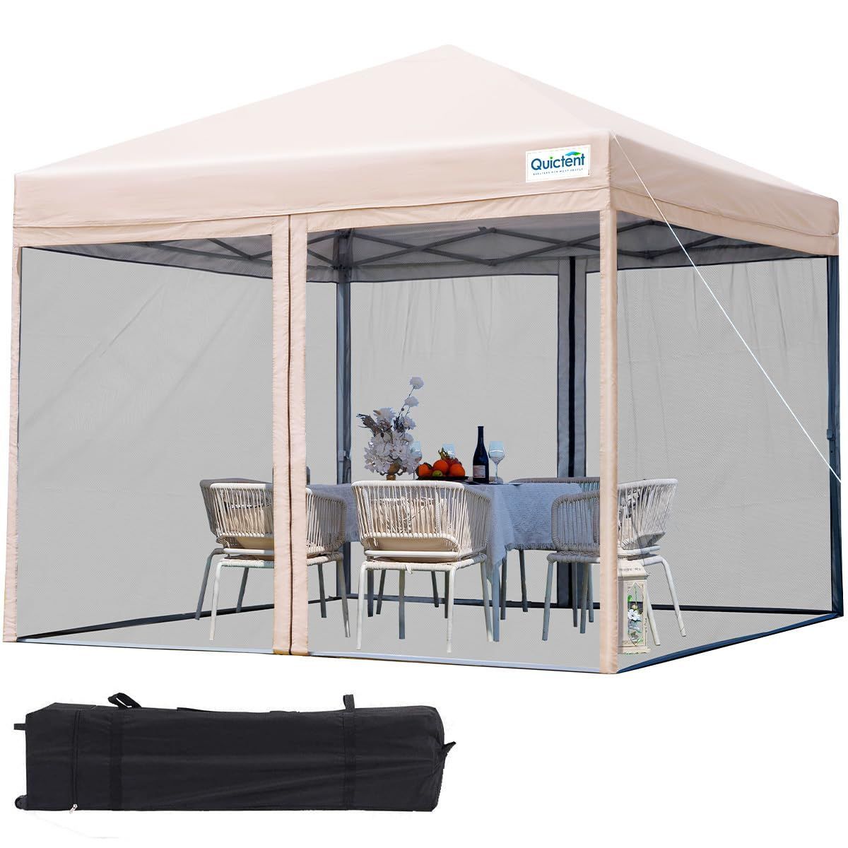 3段階調節 蚊帳テント UVカット 耐水 タープテント スチール ワンタッチ アウトドア キャンプ用品 Quictent 簡単取り付け
