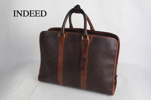 INDEED ダークブラウン ビジネスバッグ 送料無料】INDEED レザーダレスバッグ 美品 ビジネスバッグ ブラウン