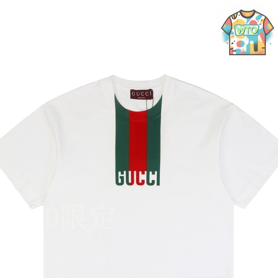 今日特価】Gucci 25SS 紅緑 G ロゴネック T シャツ - メルカリ