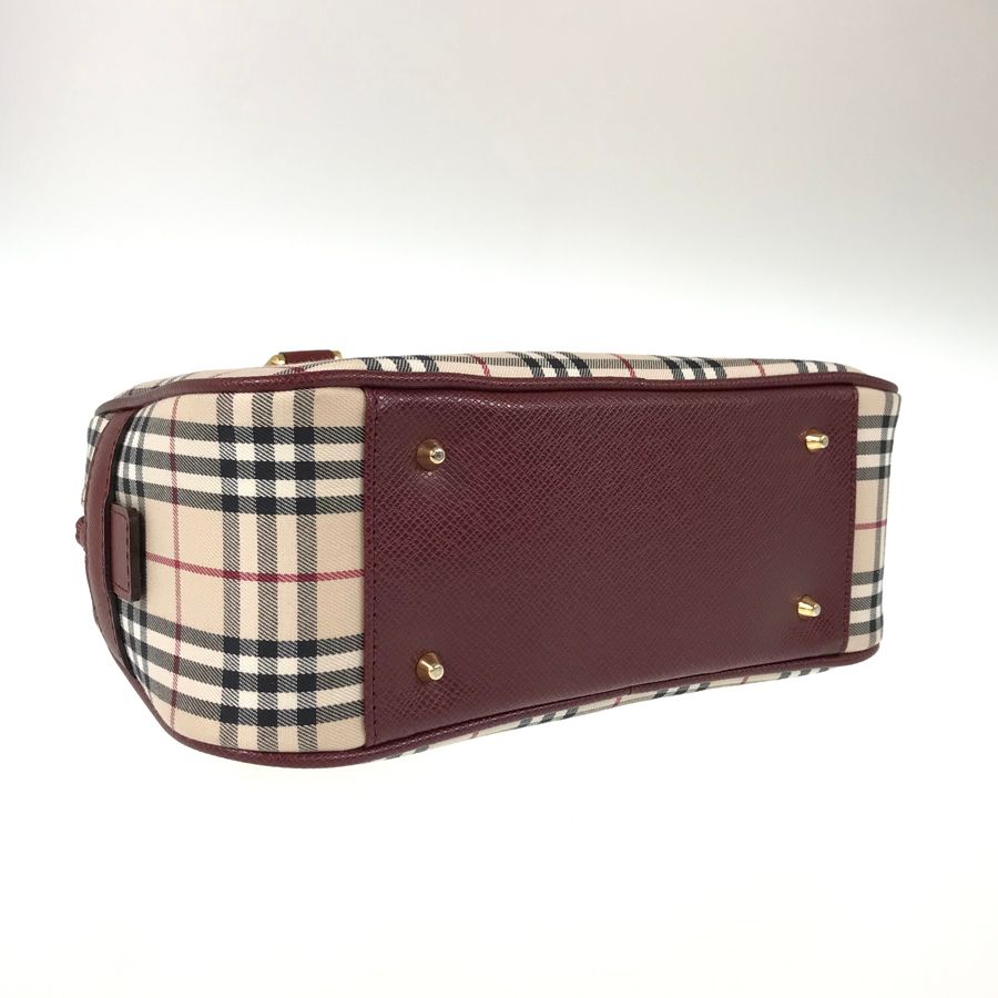 バーバリー BURBERRY ノバチェック ミニボストン ベージュ レザー 