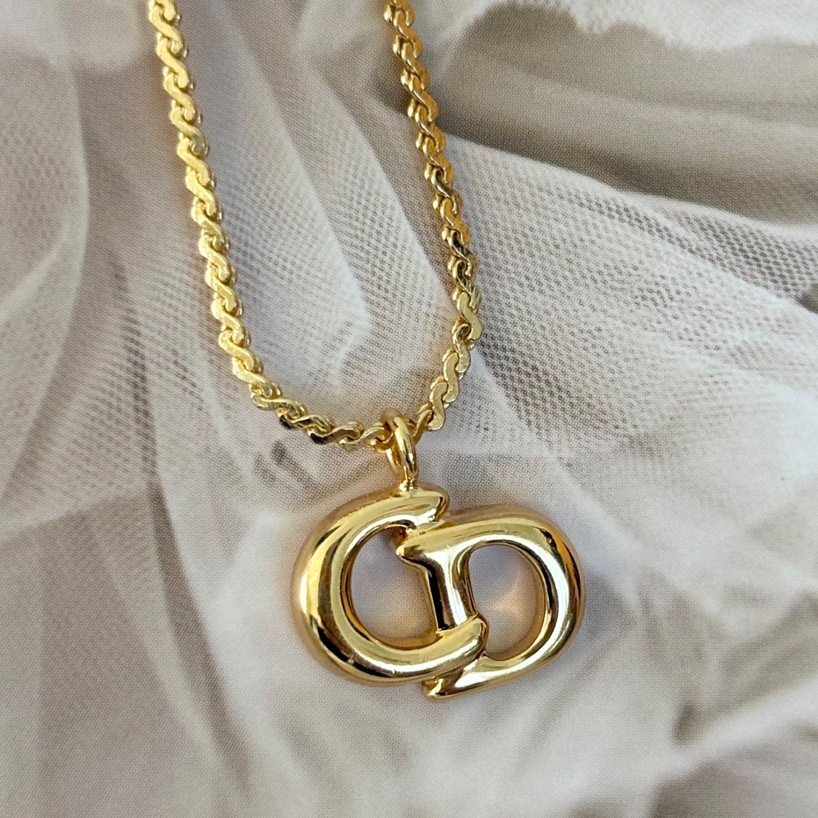 美品】クリスチャンディオール ネックレス CDロゴ ラインストーン GP