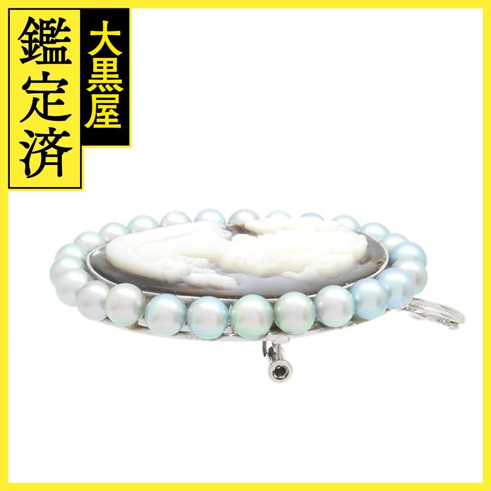 JEWELRY　貴金属･宝石　ブローチ　トップ　カメオ　K18WG　ホワイトゴールド　パール　真珠　22.9g　（2141100570739）【200】