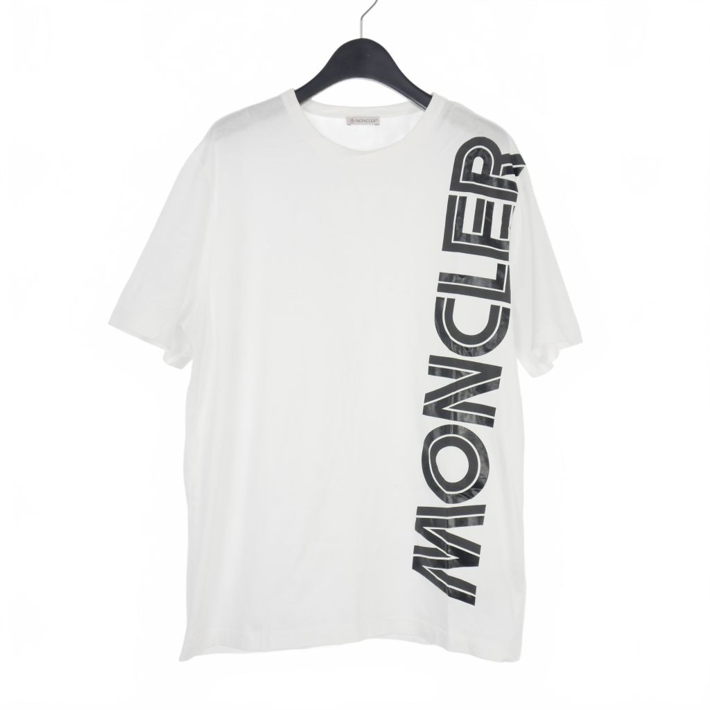 MONCLER モンクレ ホワイト ロゴ刺繍 Tシャツ モンクレール(MONCLER) メンズ ブランド Tシャツ カットソー