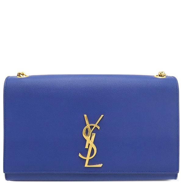 サンローラン SAINT LAURENT ショルダーバッグ ケイト ミディアム レザー ブルー ゴールド金具 Kate 青 YSL チェーンショルダー 364021