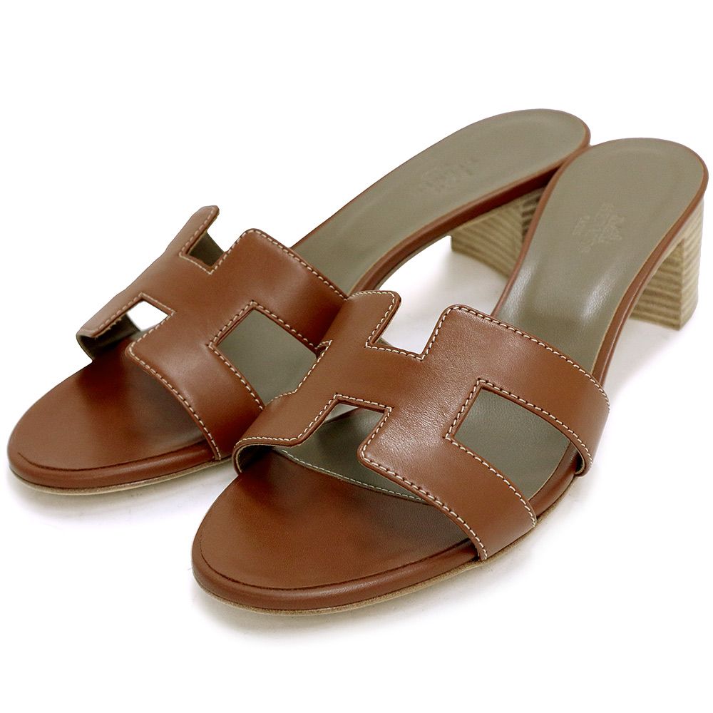 エルメス オアジス サンダル 靴 #39.5 25.5cm カーフスキン