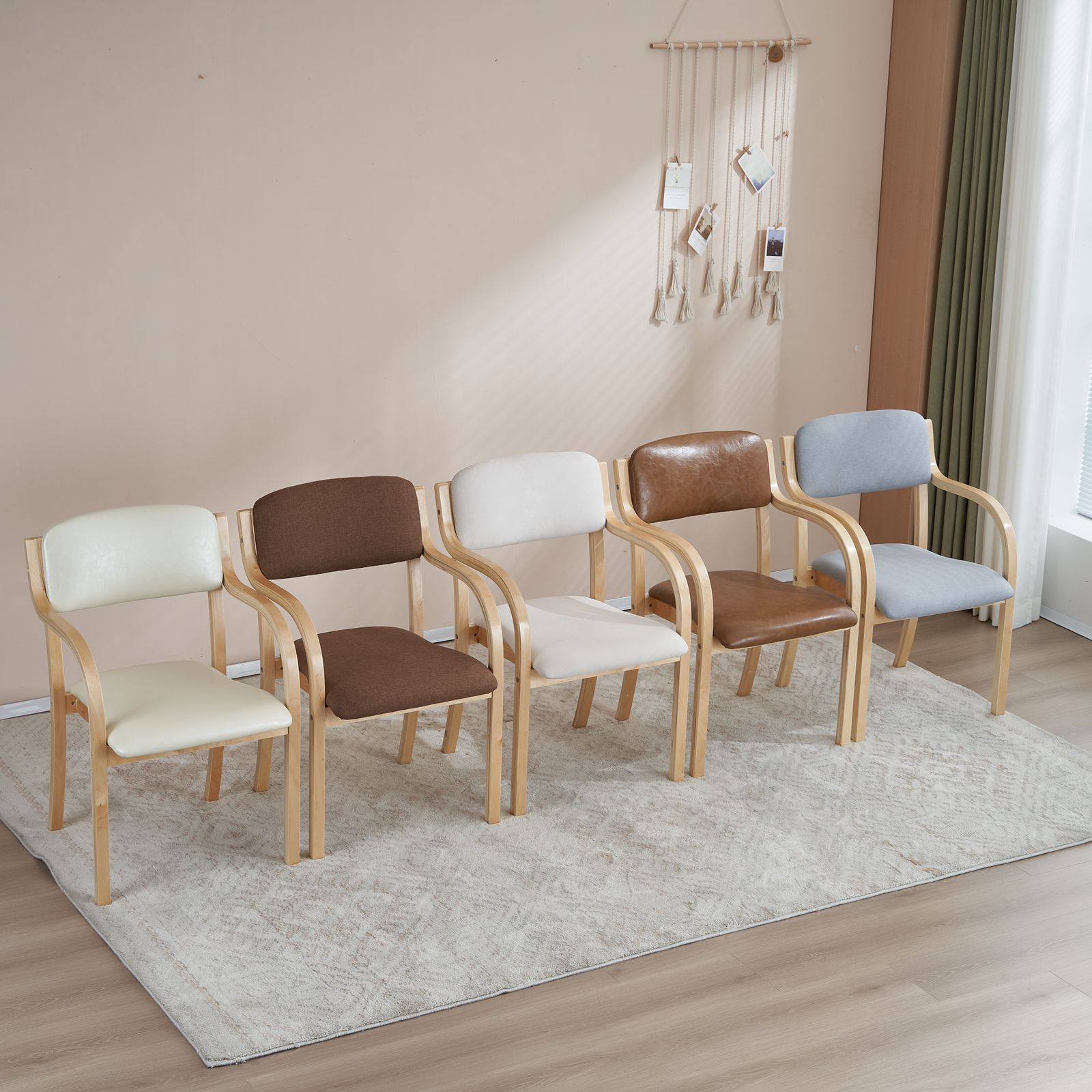 【2脚】ベージュPUダイニングチェア木製完成品介護チェア折りたたみチェアリビング 2脚】ベージュPUダイニングチェア木製完成品介護チェア折りたたみ