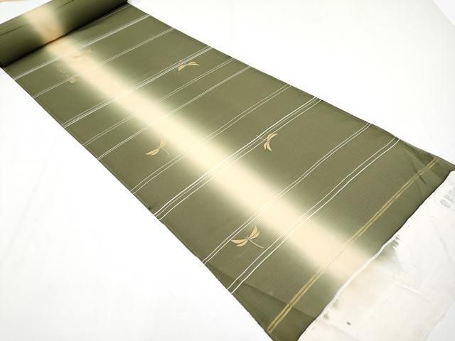 平和屋本店 夏物 世界的友禅作家 千地泰弘 小紋 反物 着尺 絽 トンボ 暈し染 国防色 宮腰織物謹製 CYAA3614s5