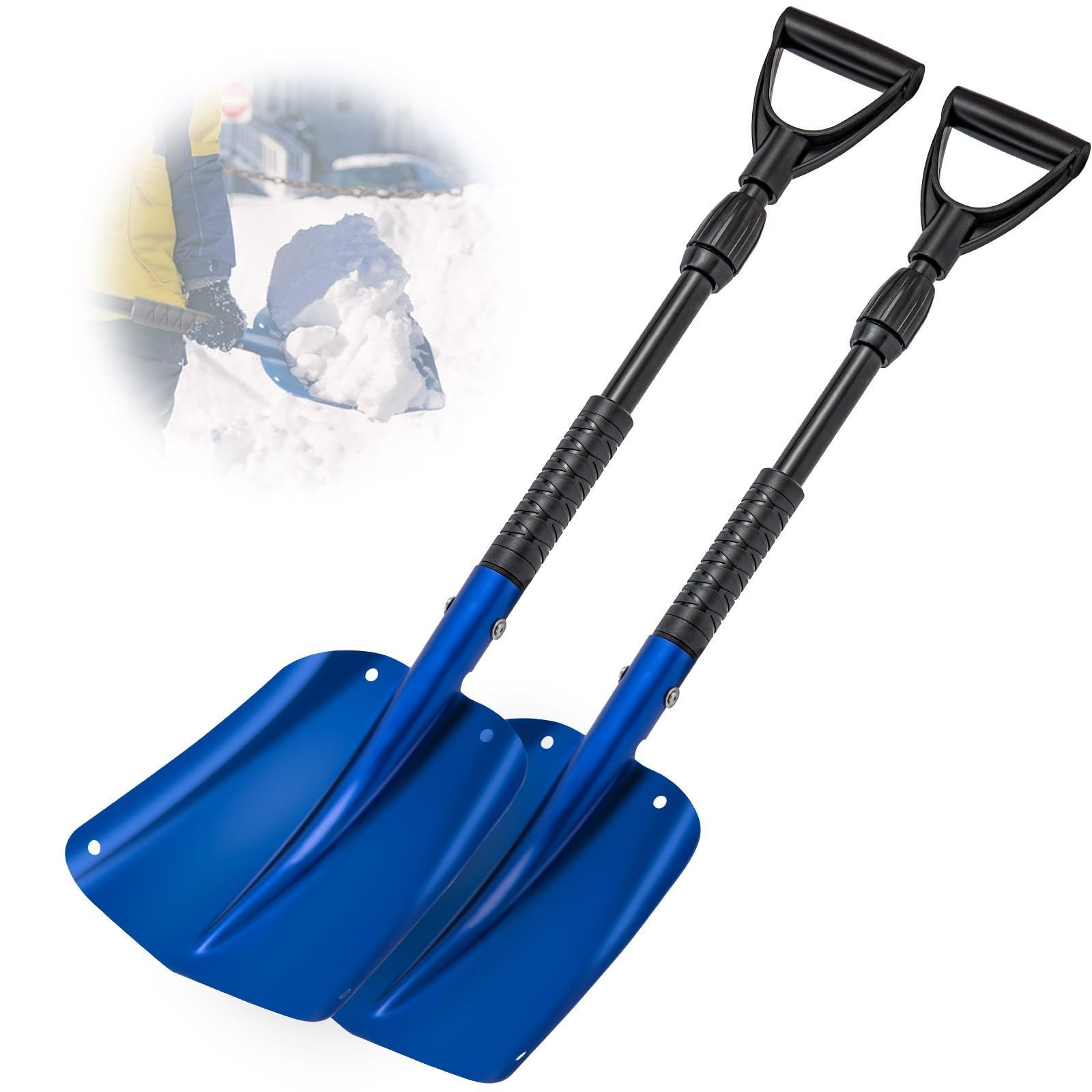 雪かきスコップ 2個セット 伸縮式 85|100cm 638g 2段階調整 多機能 Goture 除雪スコップ 折りたたみ式 車載スコップ シャベル スコップ 雪かき 車 スノーダンプ 除雪 雪落とし 道具 アルミ合金