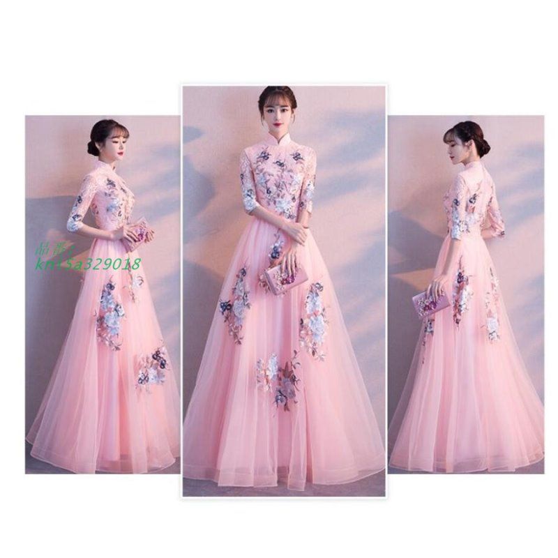 立ち襟 袖あり 刺繍 ウエディングドレス ロングドレス パーディードレス 花嫁 成人式 オペラ声楽 30代40代50代 ピアノ 上品 ステージ衣装 結婚式 忘年会 kni5a329018 WWW_MORNINGWALKER_COM