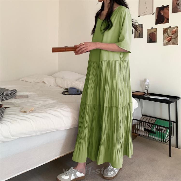 半袖ワンピース マキシワンピース