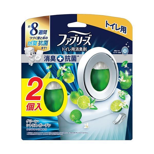 （まとめ） P＆GファブリーズW消臭 トイレ用消臭剤+抗菌 クリスプ・ガーデン・リーフ 6.3mL 1パック（2個） 【×5セット】
