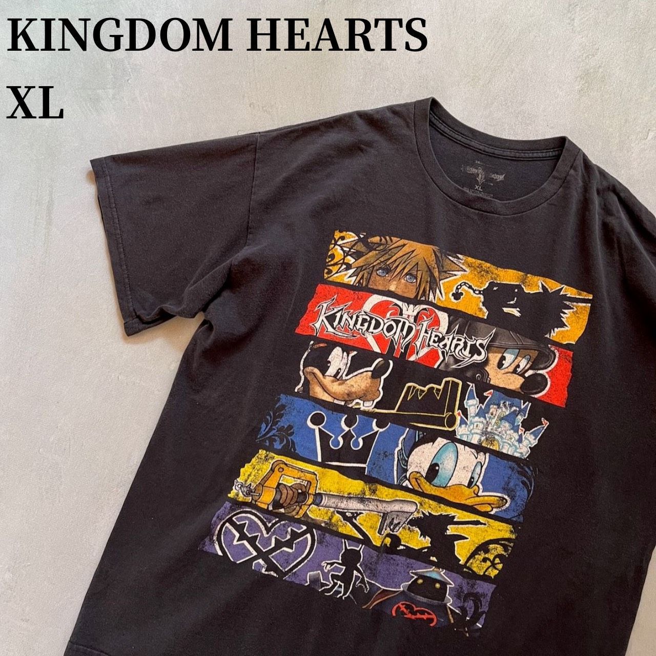 KINGDOM HEARTS アニメTシャツ Tシャツ キングダムハーツ ブラック XL 