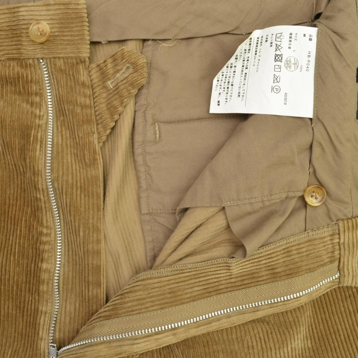18AW コムデギャルソンオム 2タックワイドテーパードコーデュロイパンツ L 18AW コムデギャルソンオム 2タックワイドテーパード