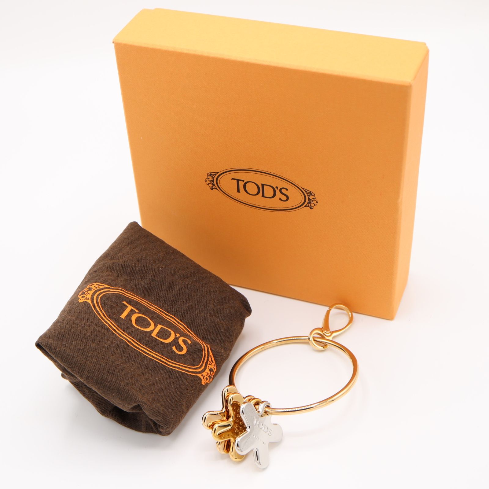 美品　TOD’S トッズ バッグチャーム キーホルダー　ゴールド×シルバ 362 TOD'S トッズ バッグチャーム キーホルダー 服飾小物 ゴールド