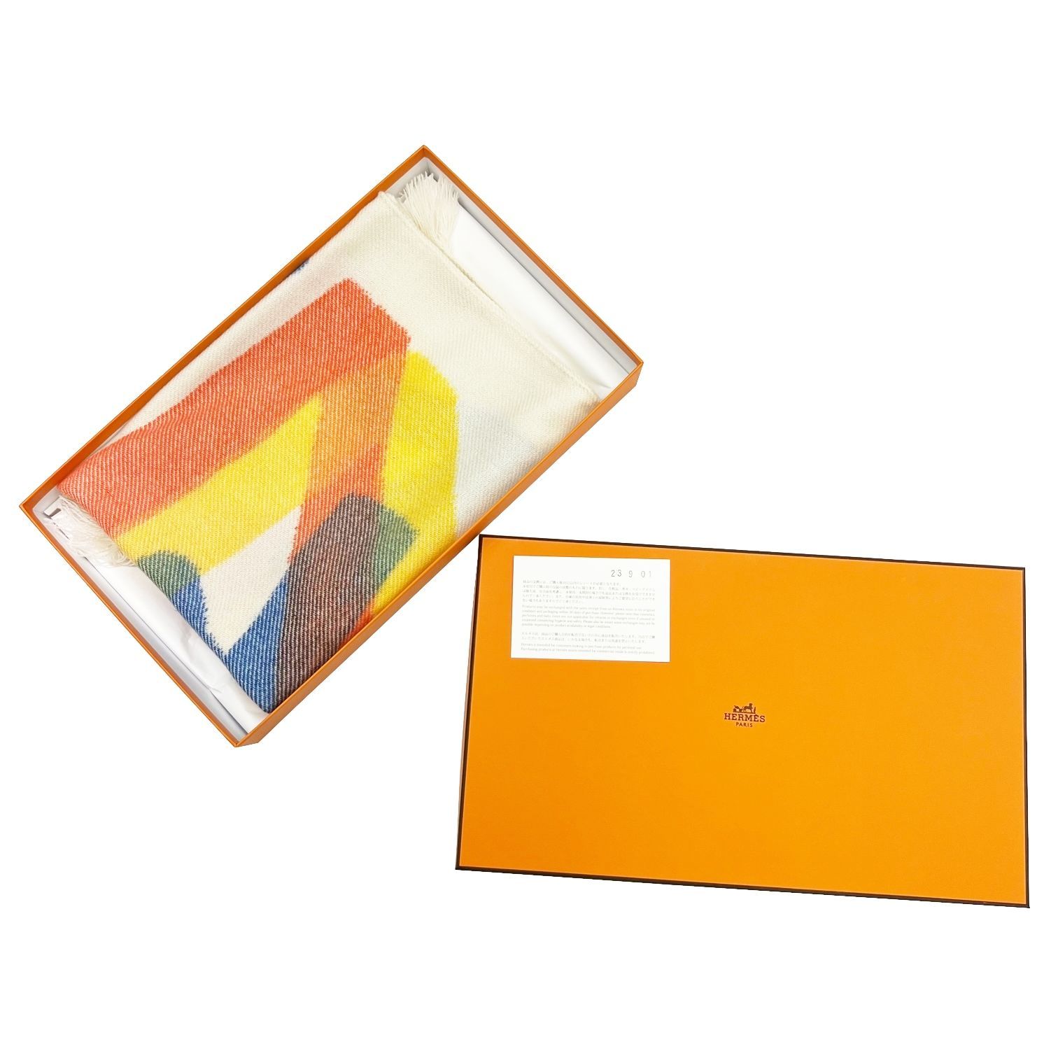 HERMES エルメス イカット ジグザグ カシミア マフラー レディース 