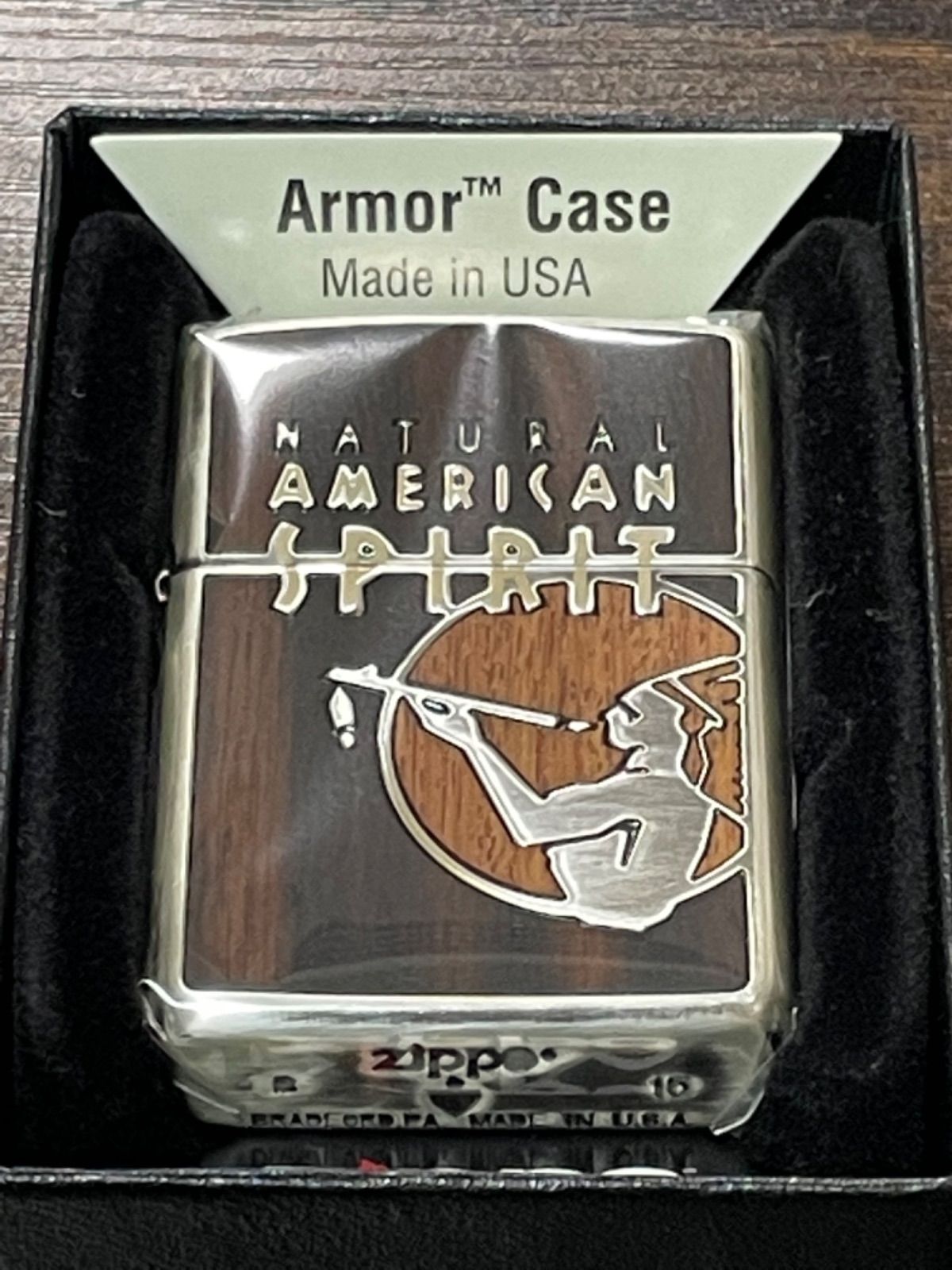 zippo アメリカンスピリット アーマー 木象嵌 限定品 銀燻 2015年製