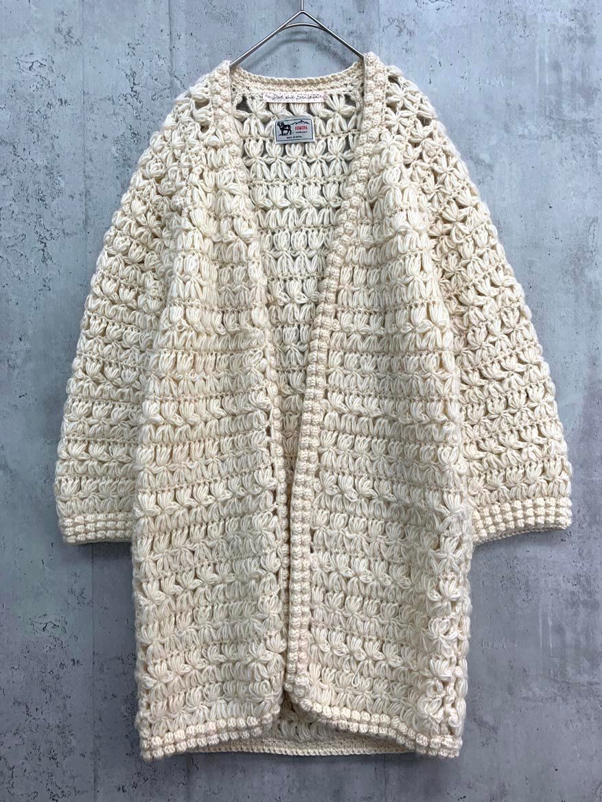 Dot and Stripes ドットアンドストライプス KHWOPA ネパール ハンドニット かぎ針 カーディガン sizeF アイボリー ◆ ◎レディース