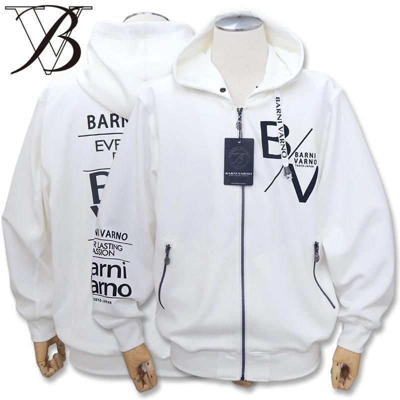 バーニヴァーノ ジップアップパーカー M L サイズ 白 黒 01 09 BARNI 