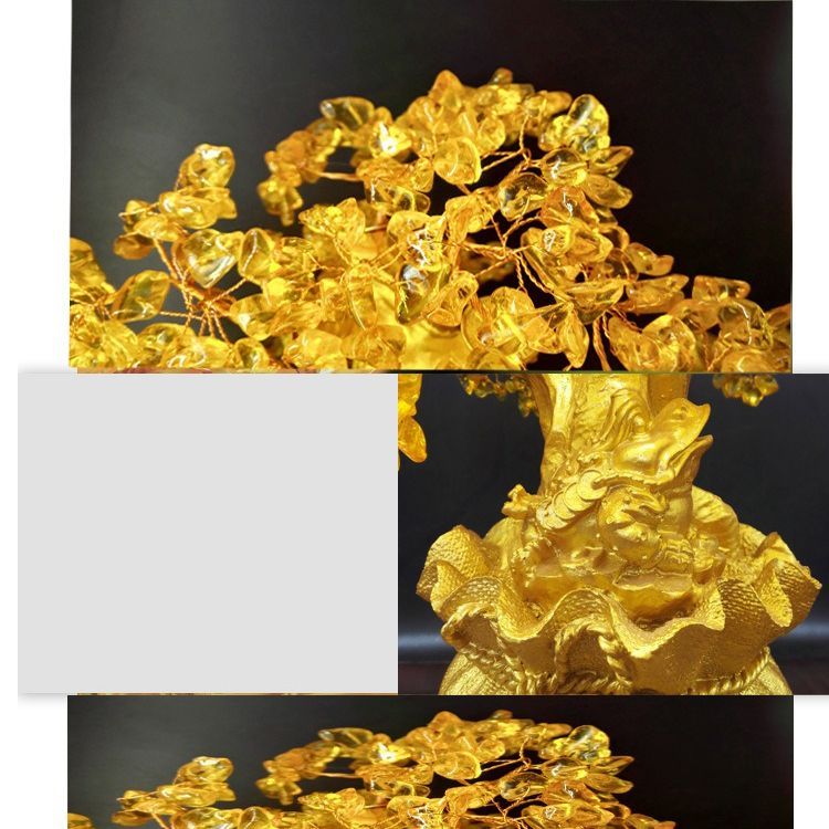 龍 ドラゴン 金のなる木 置物 オブジェ 繁栄 樹脂素材 高級感 37cm
