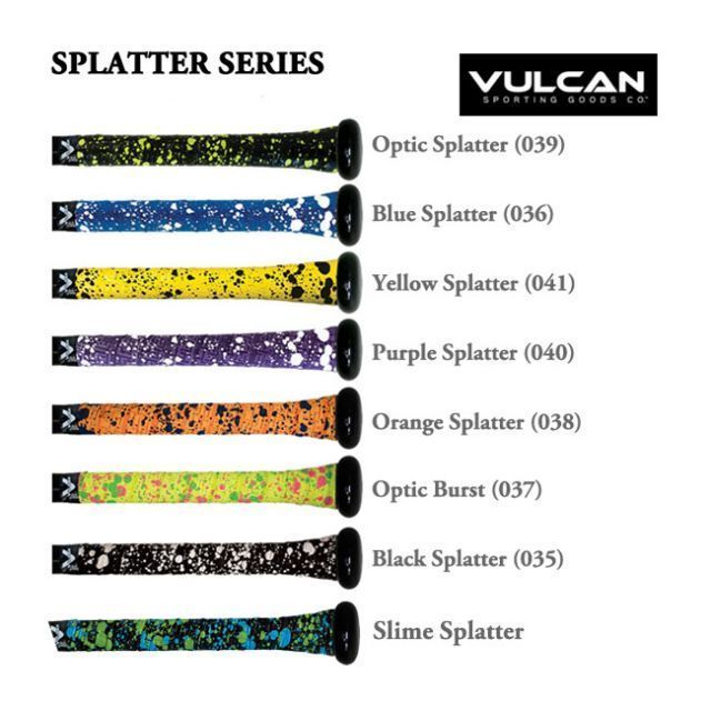 種類7:YellowSplatter(041)/0.50mm(薄目) VULCAN(バルカン) SPLATTER SERIES バット用 グリップテープ 野球 ベースボール バットアクセサリー 0.50／1.00／1.75mm 【メール便発送】