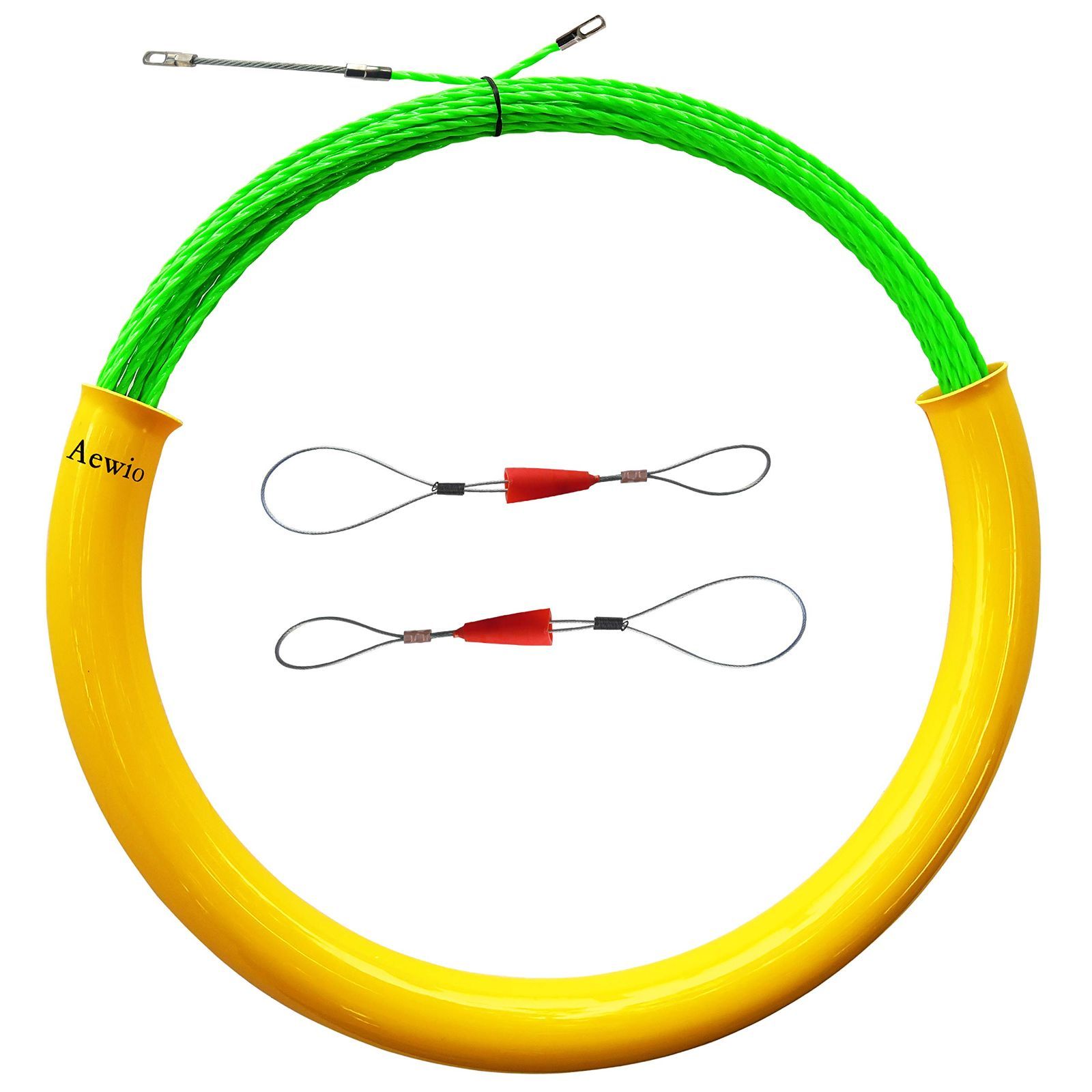 Size 20mグリーン 通線収納ケース Aewio 20m通線 ロッド径 5mm 通線収納ケース 通線ワイヤー スチールワイヤー 通線 入線ワイヤー 通線工具 20mグリーン 通線収納ケース