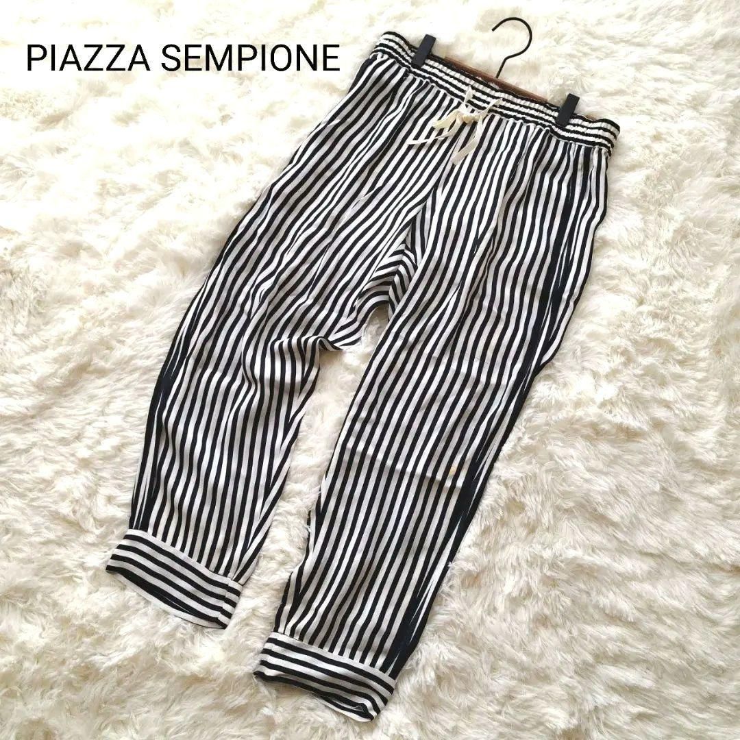 未使用イタリア製PIAZZA SEMPIONE ストライプワイドパンツ春夏