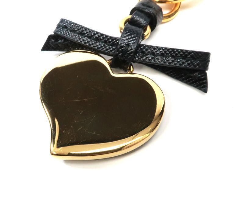 美品 プラダ PRADA ハート キーリング キーチェーン ゴールド金具